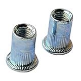 Kit 50 Peças Rebite M6 Rosca Interna Com Aba Plana Popnut Zincado Branco Cilindrico Recartilhado