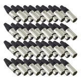 Kit 50 Plug Conector Xlr Dlk 25 Macho 25 Femea 