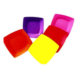 Kit 50 Pratos Quadrados Plástico Refeição Lanche Porções