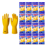 Kit 50 Prs Luva De Látex Natural Amarela Sanro Top Limpeza