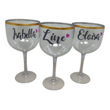 Kit 50 Taça De Gin Com Borda Metalizada Personalizada