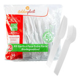 Kit 50 Talher Garfos E Facas Descartável Reforçada Churrasco