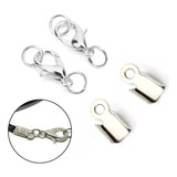 Kit 50 Terminais Prata Para Acabamento Pulseiras Chokers