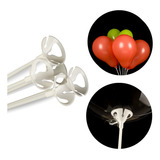 Kit 50 Vareta Haste Pega Balão 30cm Com Suporte Festa Bexiga