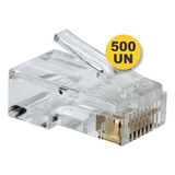 Kit 500 Conector Rj45 Utp Cat5e Banho De Ouro Cabo De Rede