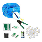 Kit 50m Cabo Rede 20 Rj45 Alicate Testador Cabo bateria