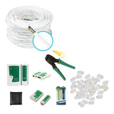 Kit 50m Cabo Rede 20 Rj45 Alicate Testador Cabo bateria