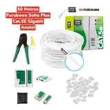 Kit 50m Cabo Rede Furukawa Testador Alicate 50 Rj45