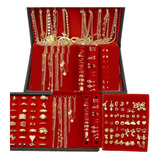 Kit 51 Semi Joias Folheado Atacado Revenda Colar Anel Argola