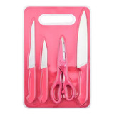 Kit 5pç Facas Tesoura Inox Profissional Churrasco Cozinha