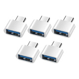 Kit 5x Adaptador Celular Tipo C Para Mouse Usb Conversor Otg