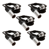 Kit 5x Cabos Microfone Xlr xlr Balanceado Wireconex 5 Metros