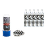 Kit 5x Co2 12g E 1 Munição Bbs Esfera Aço Níquel 4 5mm 300un
