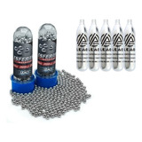 Kit 5x Co2 12g E Munição Bbs Esfera Aço Níquel 4 5mm 600un