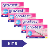 Kit 5x Teste Gravidez Gravitest Easy Facil 99 9  Preciso