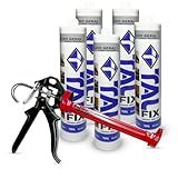 Kit 5x Un Cola Silicone Selante Pu40 Talfix Multiuso Construção Uso Geral Pistola Aplicadora Profissional Manual 400g CINZA 