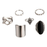 Kit 6 Aneis Prateados