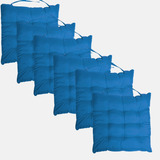 Kit 6 Assentos Almofadas Cadeira Banco Macia Bonita 40x40cm Cor Azul turquesa 6pc
