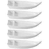 Kit 6 Barcas Para Sushi Sashimi Melamina Branca Comida Japonesa Gourmet Mix