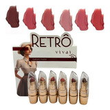 Kit 6 Batons Efeito Matte Vivai Retrô Fosco 6 Cores Lindas
