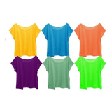 Kit 6 Blusas Blusinhas T-shirt Camisetas Feminina Plus Size 