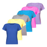 Kit 6 Blusas Camiseta Básica Feminina