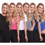Kit 6 Blusas Cropped Feminina Academia Treino Camiseta Dfm