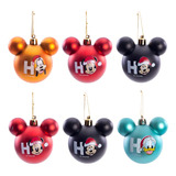 Kit 6 Bola Natal Mickey Enfeite Colorido Vermelha 6cm Cor 4 Cores Colorida Mickey Disney