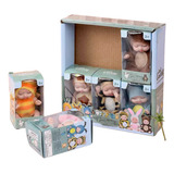 Kit 6 Bonecas Mini Bebe Reborn Natureza Animais Silicone