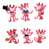 Kit 6 Bonecos Miniaturas Pantera Cor De Rosa Pink Panther