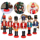 Kit 6 Bonecos Quebra Nozes Soldado Decoração De Natal Árvore Cor Vermelho Liso