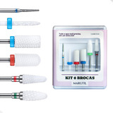 Kit 6 Broca De Unha Marutil Gel Profissional Manicure Cerâmica Com Diamantada 718