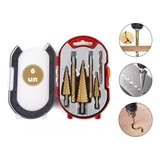 Kit 6 Brocas Escalonadas Cônicas De Titanium Hss Com Estojo