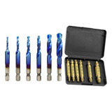 Kit 6 Brocas Macho Fura E Faz Rosca 6 Extrator Parafusos