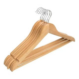 Kit 6 Cabides De Madeira 45cm Marfim Com Barra Resistente