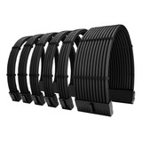 Kit 6 Cabo Sleeved Preto Extensor Fonte 1x24p 2x4 4p 3x6 2p