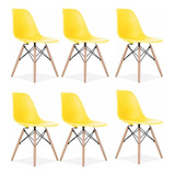 Kit 6 Cadeiras Charles Eames Wood