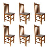 Kit 6 Cadeiras Coloniais Estofadas Madeira Maciça Para Mesa