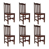Kit 6 Cadeiras Coloniais Ripadas De Madeira Maciça