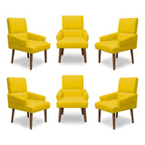 Kit 6 Cadeiras De Jantar Itália Suede Amarelo   Meular Decor