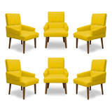 Kit 6 Cadeiras De Jantar Itália Suede Amarelo Meular Decor