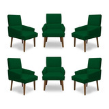 Kit 6 Cadeiras De Jantar Itália Suede Verde   Meular Decor