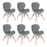 Kit 6 Cadeiras Estofadas Charles Eames
