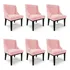 Kit 6 Cadeiras Estofadas Jantar Base Pto Lia Suede Rosa Bebê
