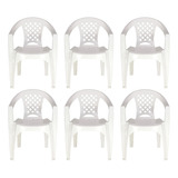 Kit 6 Cadeiras Iguape Branco Com Apoio De Braço Tramontina