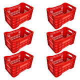 Kit 6 Caixa Plástica Organizadora Hortifruti A 60 Vermelha