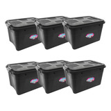 Kit 6 Caixas 56l Grande Organizadoras Resistente Multiuso