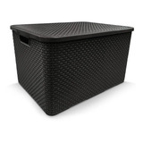 Kit 6 Caixas cesto Organizador Rattan Preto 7l 15l 20l