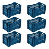 Kit 6 Caixas Hortifrúti Agrícola Coloridas Cor Azul