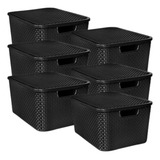 Kit 6 Caixas Organizadoras Com Tampa Pequena Rattan 7lts